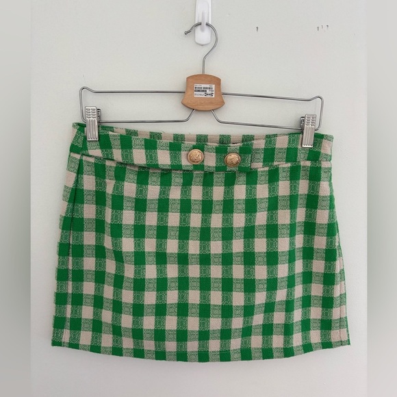 Vero Moda Breelil Tweed Mini Skirt in Green NWT - Picture 11 of 16
